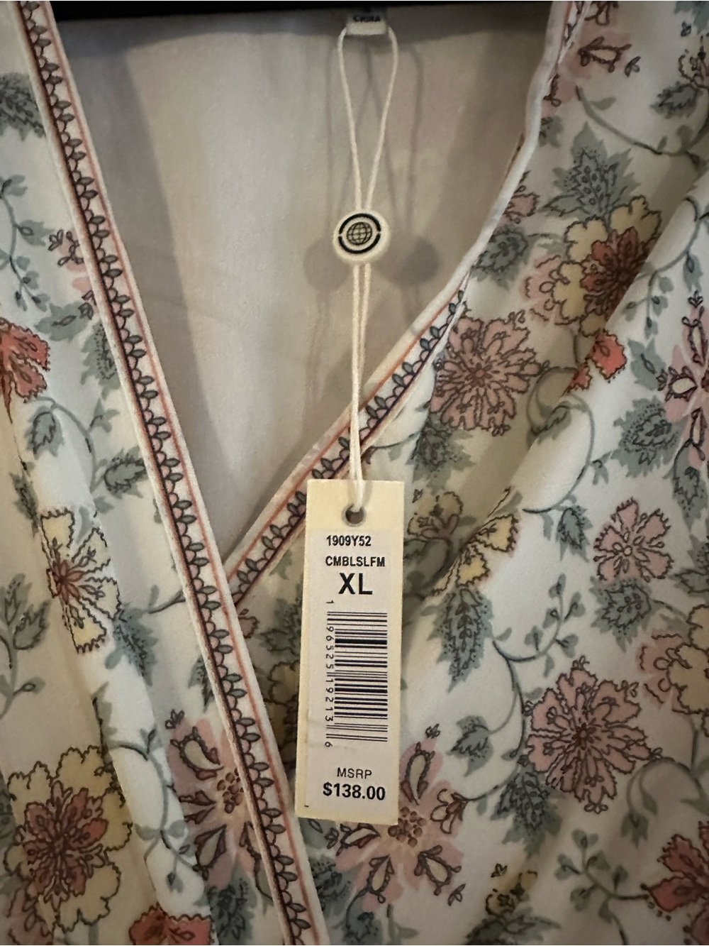 Max Studio Floral Mini Dress in Ivory with Rust and Sage - Picture 2 of 3